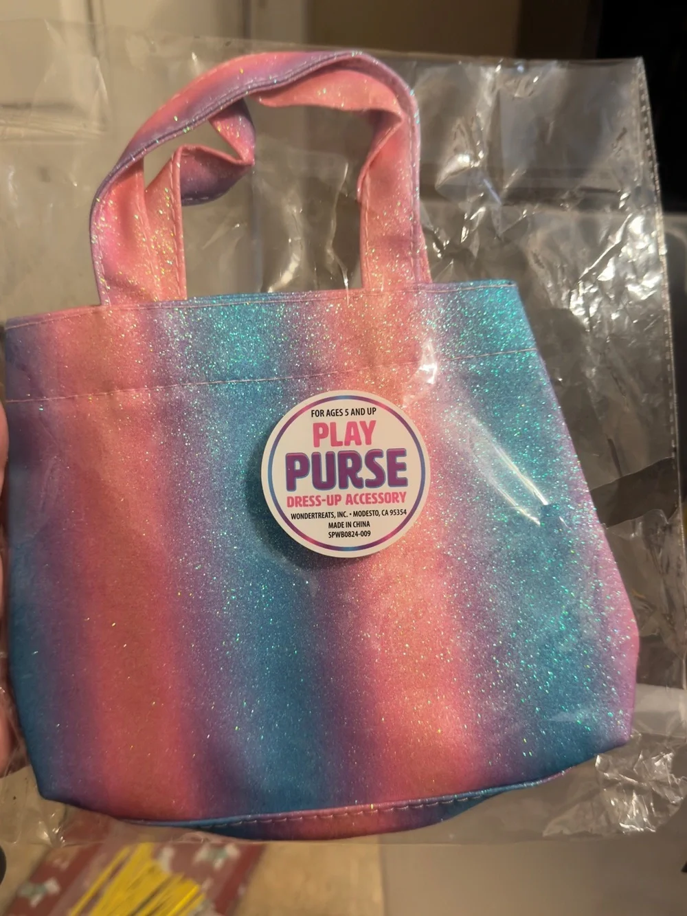 Very small Play Purse Glitter Ombre Tote - Pink & Blue